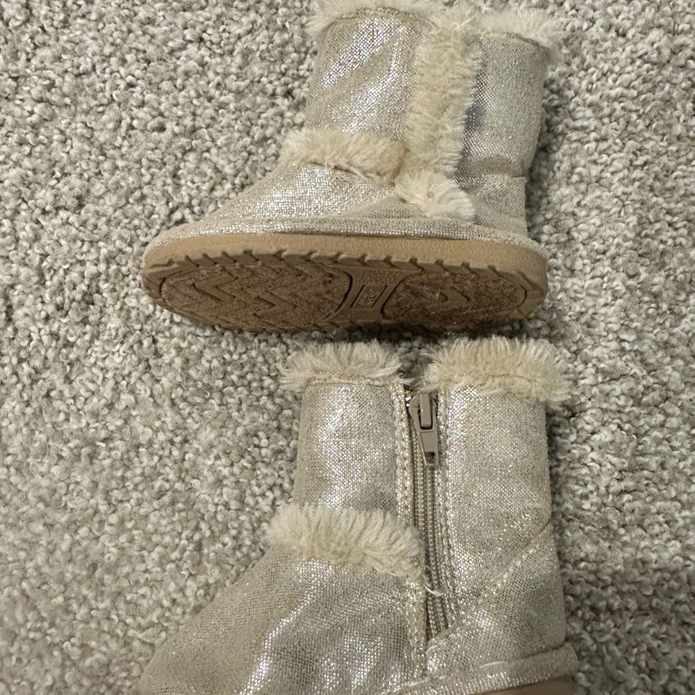 Sparkly Silver Fur-Lined Boots